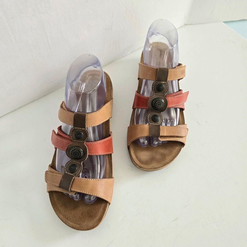 Taos Prize‎ 3 Tan Leather Wedge Sandals Women 11-11.5 EUR 42 Boho Made in Spain